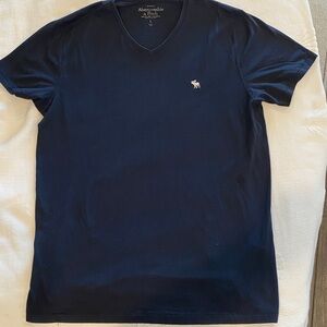 Abercrombie & Fitch Men's Black Tee with White Logo
